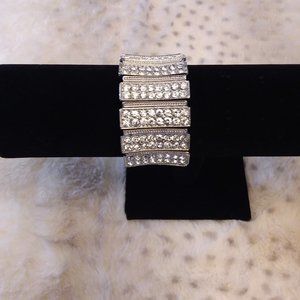 Silver Rhinestone Stretch Bracelet